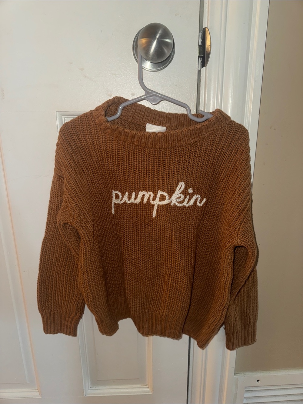 Kids Brown Knit 'Pumpkin' Pullover Sweater
